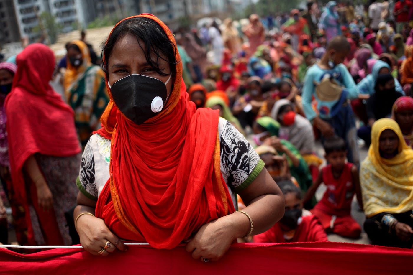 Bangladesh woman wearing a mask