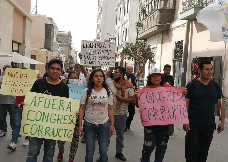 people protesting in Peru