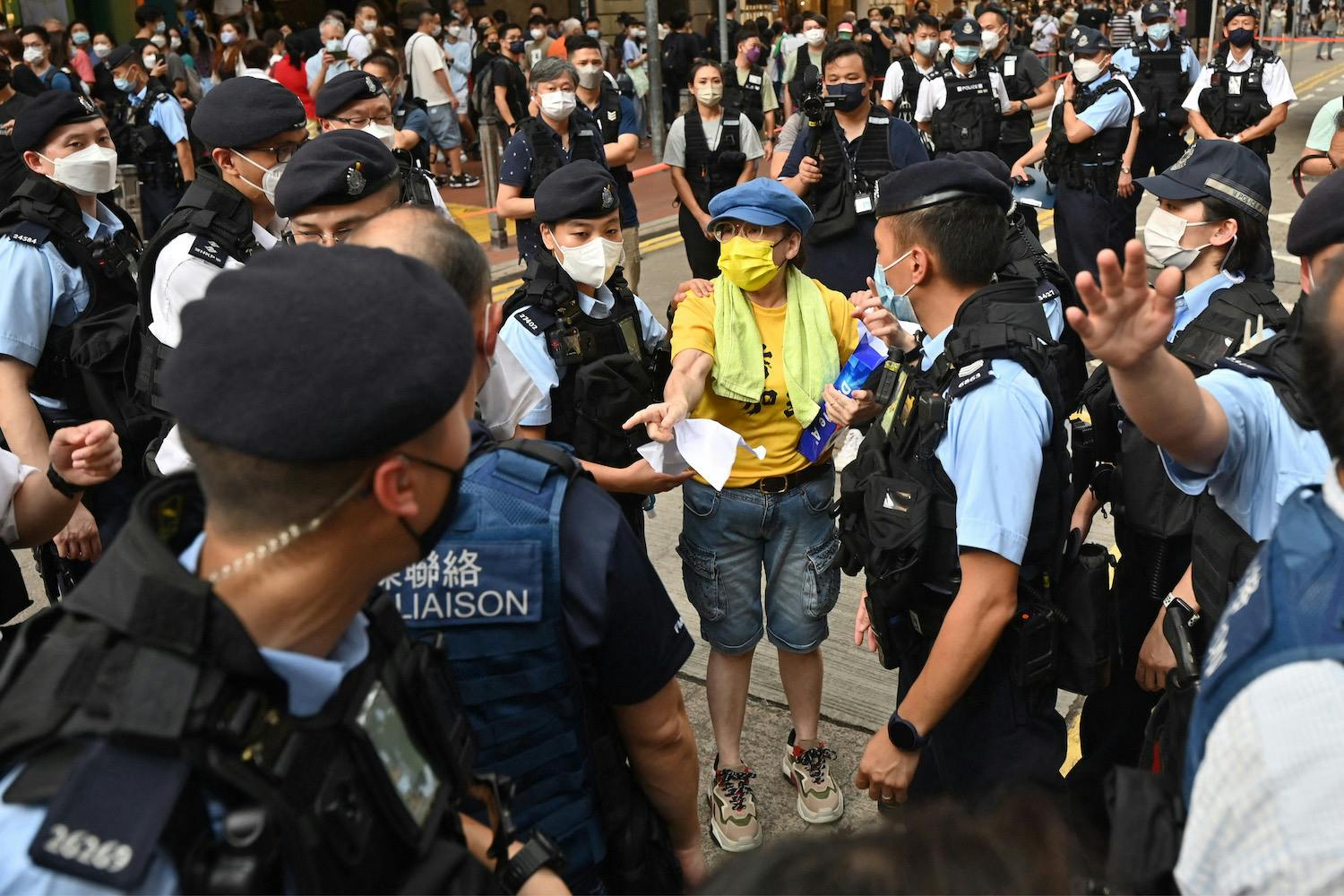 protesters at the Hong Kong handover