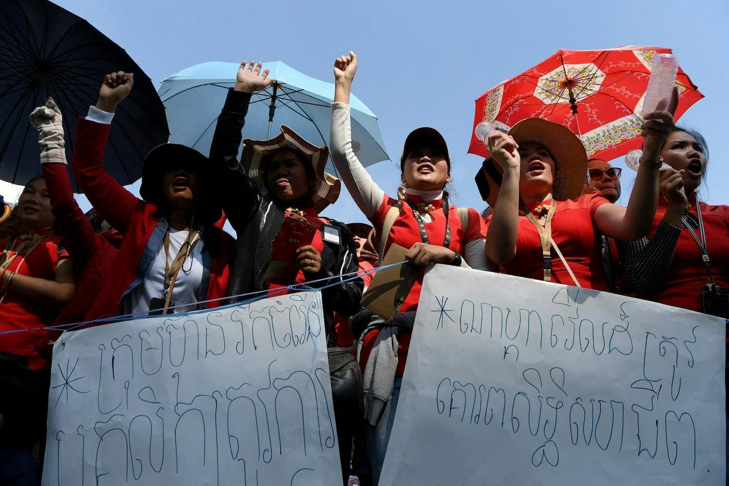 Workers striking in Cambodia